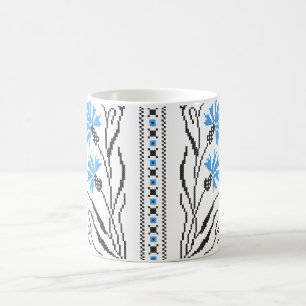 Caneca De Café Design de pontos crus de Cornflower azuis