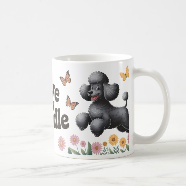 Caneca De Café Design de Poodle Adorable Lover com Girassóis (Direita)