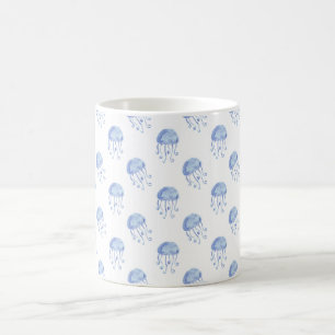 Caneca De Café design de praia de água-viva azul