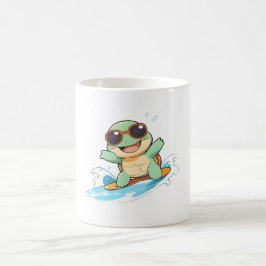 Caneca De Café Design de Praia de Verão de Tartaruga Surfista Chi