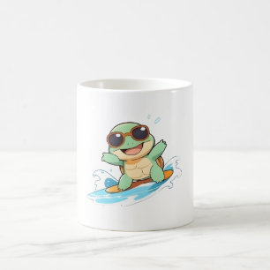Caneca De Café Design de Praia de Verão de Tartaruga Surfista Chi