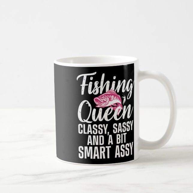 Caneca De Café Design de Rainha da Pesca Engraçado para Mulheres  (Direita)