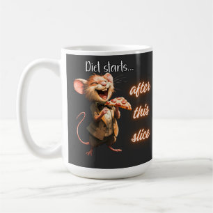 Caneca De Café Design de Rato de Dieta de Pizza Engraçada