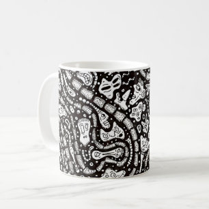 Caneca De Café Design de Rostos Estranhos de Desenho Animado Curv