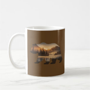 Caneca De Café Design de Silhueta de Urso com Modo de Exibição Su