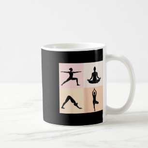 Caneca De Café Design de Silhueta de Yoga, Pop Art 4 Quadrantes