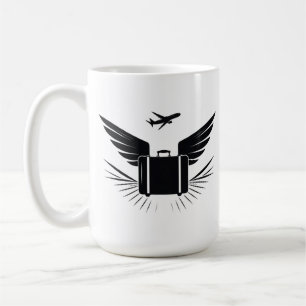 Caneca De Café Design de silhueta preta de uma mala viagem