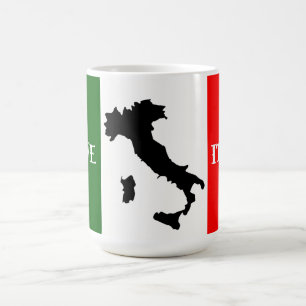 Caneca De Café Design de Sinalizador e Mapa Italiano