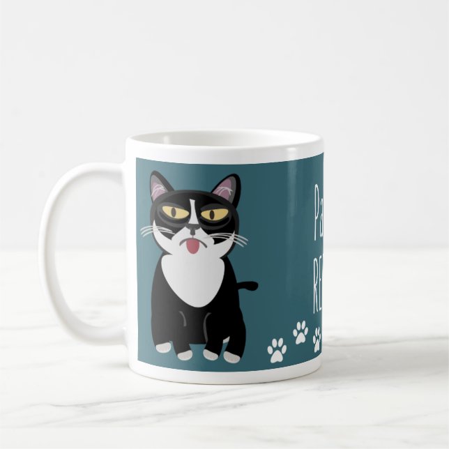 Caneca De Café Design de slogan de gato de desenho animado para r (Esquerda)
