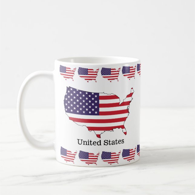 Caneca De Café Design de Souvenir da Bandeira e Mapa dos EUA (Esquerda)