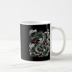Caneca De Café Design De Tatuagem Do Dragão Mitológico Com Preto