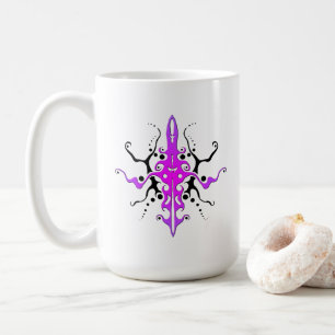 Caneca De Café Design de Tatuagem Tribal Máscara Abstrata - rosa