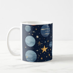 Caneca De Café Design de temática cósmica com elementos celestes