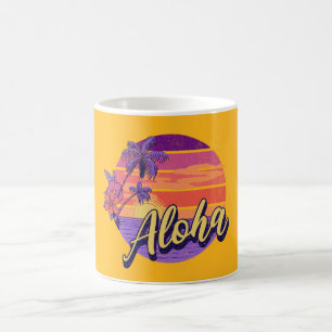 Caneca De Café Design de texto "Aloha" com estilo retrô