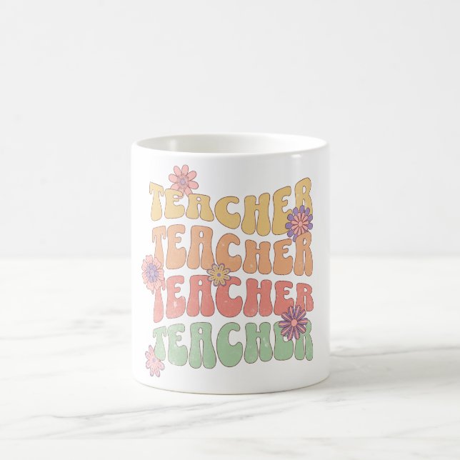Caneca De Café Design de texto de estilo retrógrado do professor (Centro)
