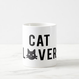 Caneca De Café Design de texto do amante do gato com a cara do