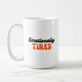 Caneca De Café Design de Texto em Bolha Retro Cansado Emocionalme