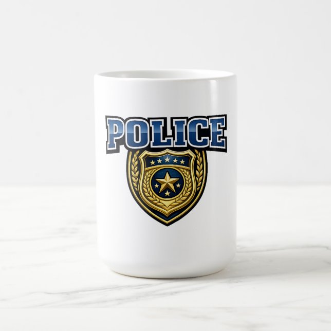 Caneca De Café Design de Texto em Negrito de Insígnia da Polícia (Centro)