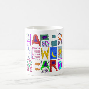 Caneca De Café Design de texto "Feliz ano novo"