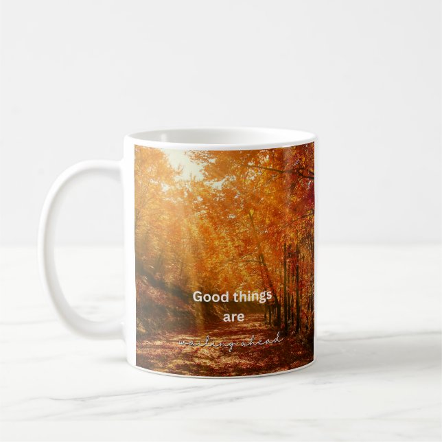 Caneca De Café Design de Texto Floresta Sol Nascente (Totalmente  (Esquerda)