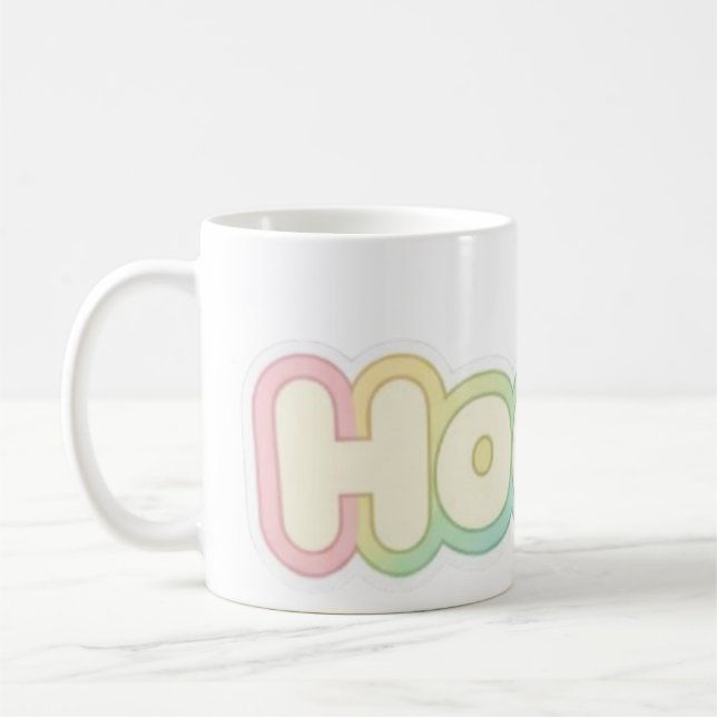 Caneca De Café Design de texto HOOOO Pastel Fofo (Esquerda)