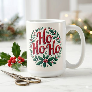 Caneca De Café Design de Tipografia de Grinalda de Natal Ho Ho Ho