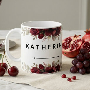 Caneca De Café Design de Título Floral Moderno Estético Elegante
