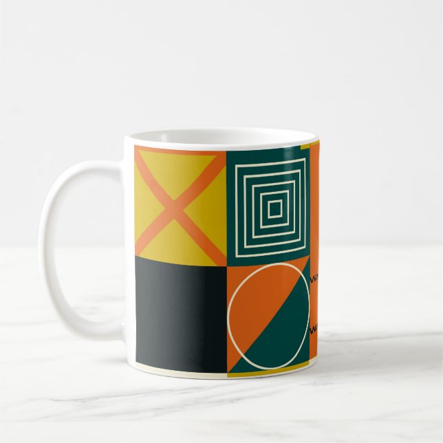 Caneca De Café Design de trabalho de arte geométrico com formas s (Esquerda)