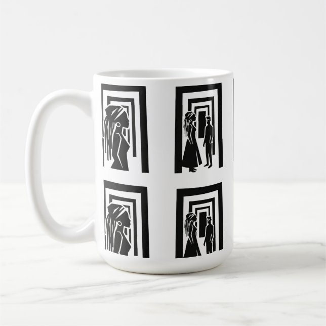 Caneca De Café Design de Unidade Silhueta Preta Moderna (Esquerda)