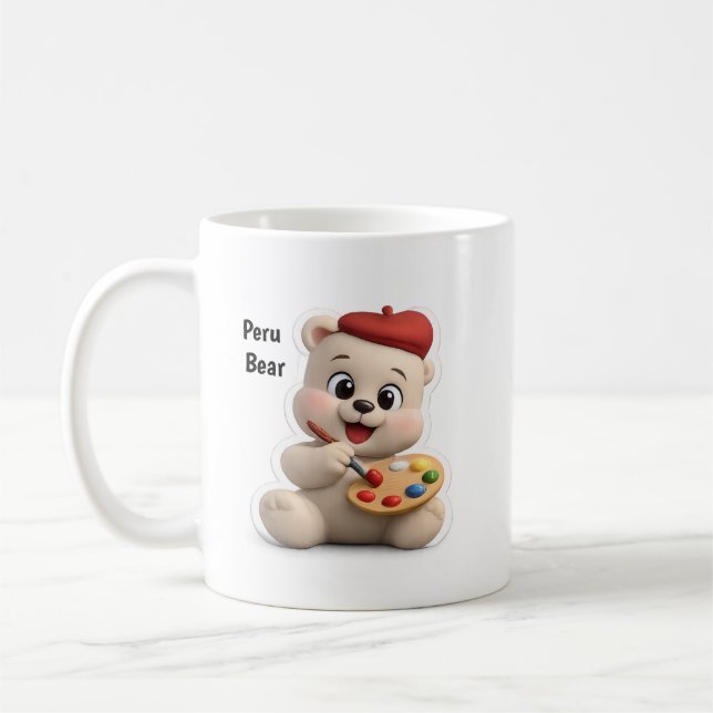 Caneca De Café Design de Urso de Pelúcia Adorável e Fofo (Esquerda)