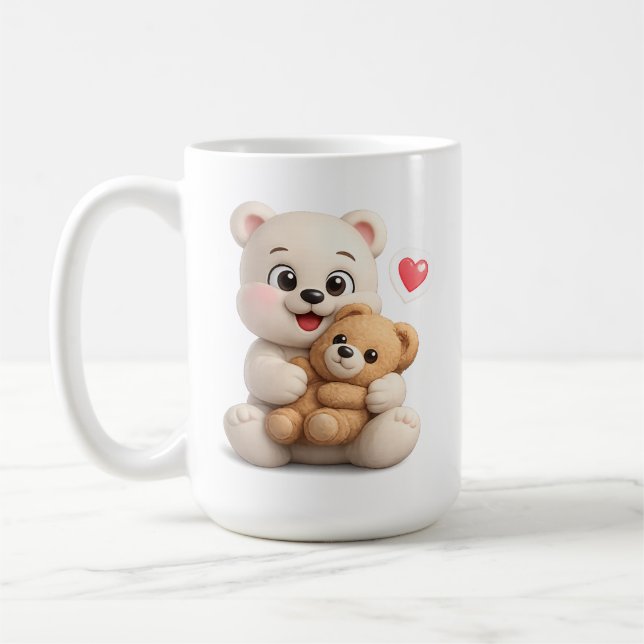 Caneca De Café Design de Urso de Pelúcia Adorável e Fofo (Esquerda)