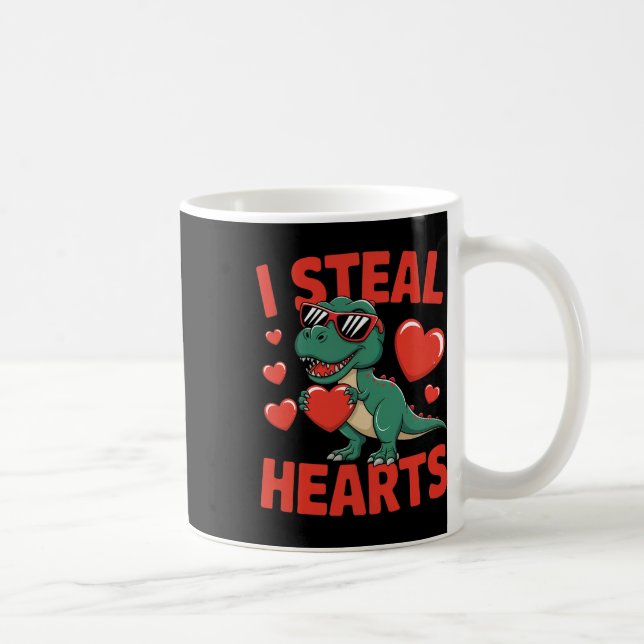 Caneca De Café Design de Valentin de Dinossauro Engraçado Com Cor (Direita)