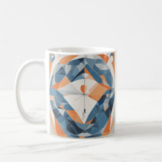 Caneca De Café Design de vara de pesca de peixe geométrico abstra