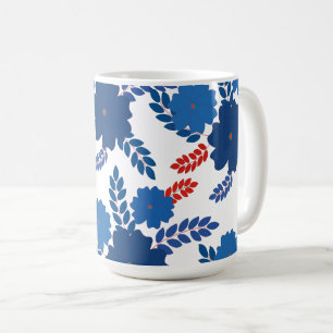 Caneca De Café Design de vetor de flores azuis simples