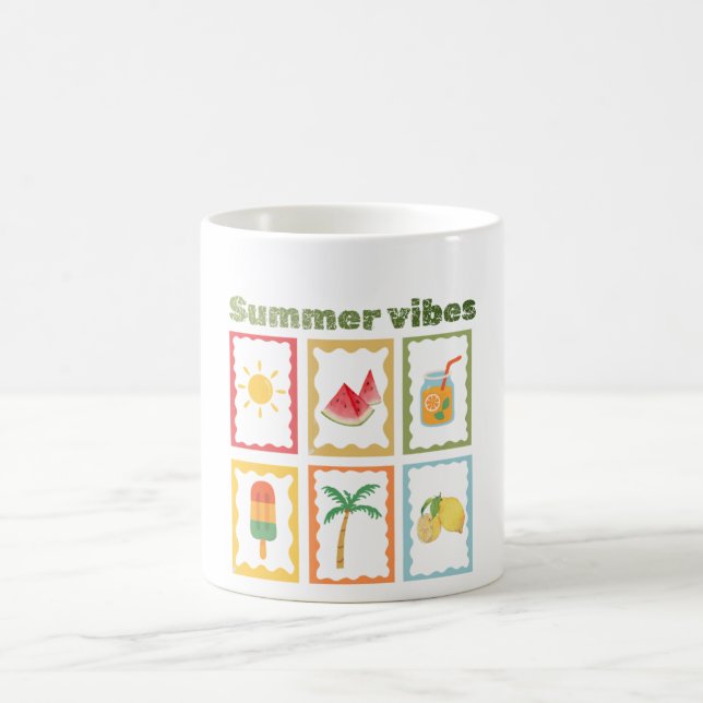 Caneca De Café Design de Vibes de Verão Retrô (Centro)
