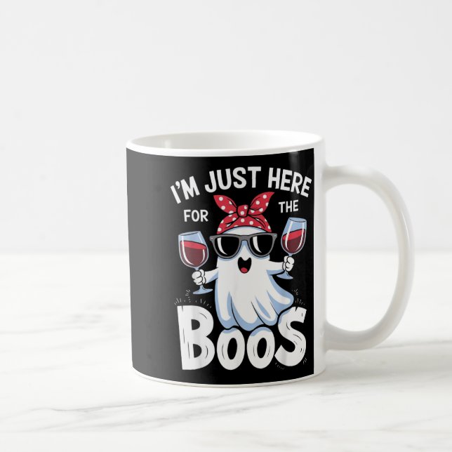 Caneca De Café Design Divertido de Fantasma de Halloween Estou Aq (Direita)