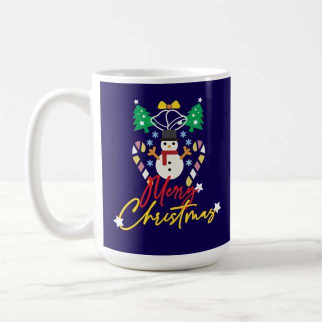 Caneca De Café Design Divertido de Natal com Sino, Árvores  (Esquerda)