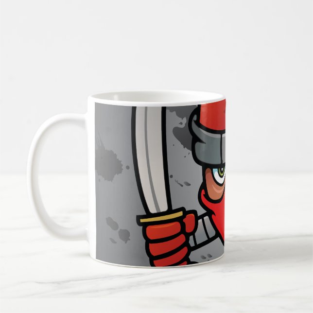 Caneca De Café Design Divertido de Ninja Vermelho (Esquerda)