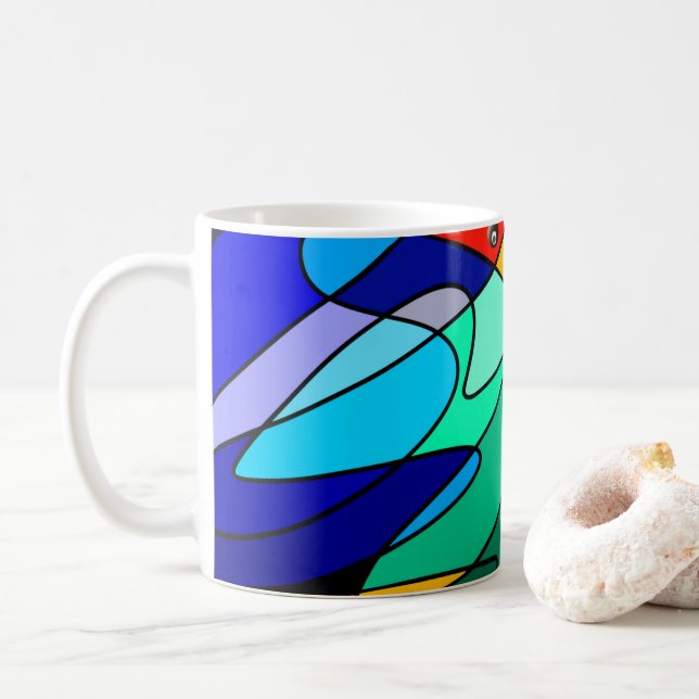 Caneca De Café Design do abstrato cardinário de vidro escondido (Com Donut)