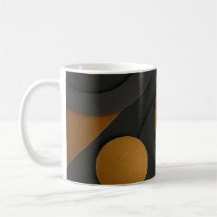 Caneca De Café Design do abstrato geométrico e preto de luxo e Do