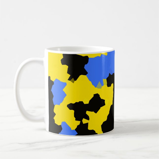 Caneca De Café Design do abstrato preto amarelo (Esquerda)