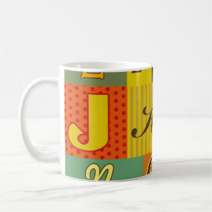 Caneca De Café design do alfabeto retrô. Ilustração Vintage