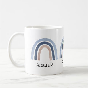 Caneca De Café Design do Arco-Íris Azul e Pêssego