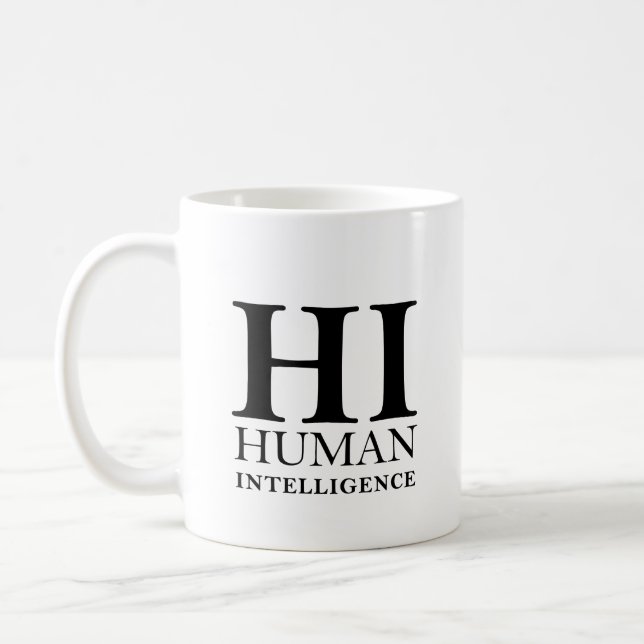 Caneca De Café Design do conceito tipográfico humano vs. IA (Esquerda)
