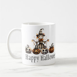 Caneca De Café Design do Espantalho Halloween com Jack-o-Lanterna