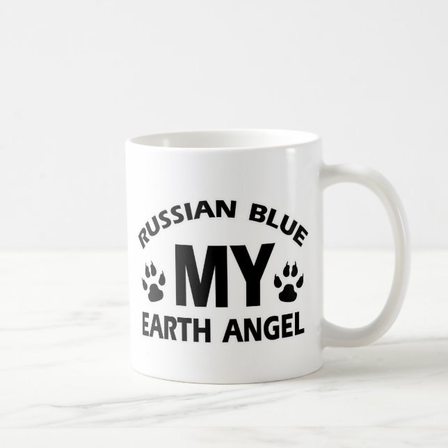 Caneca De Café design do gato azul do russo (Direita)
