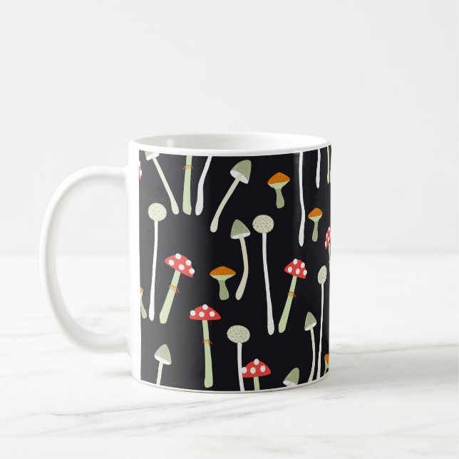 Caneca De Café Design do padrão dos cogumelos do outono. (Esquerda)