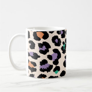 Caneca De Café Design e suporte de animais leopardo coloridos