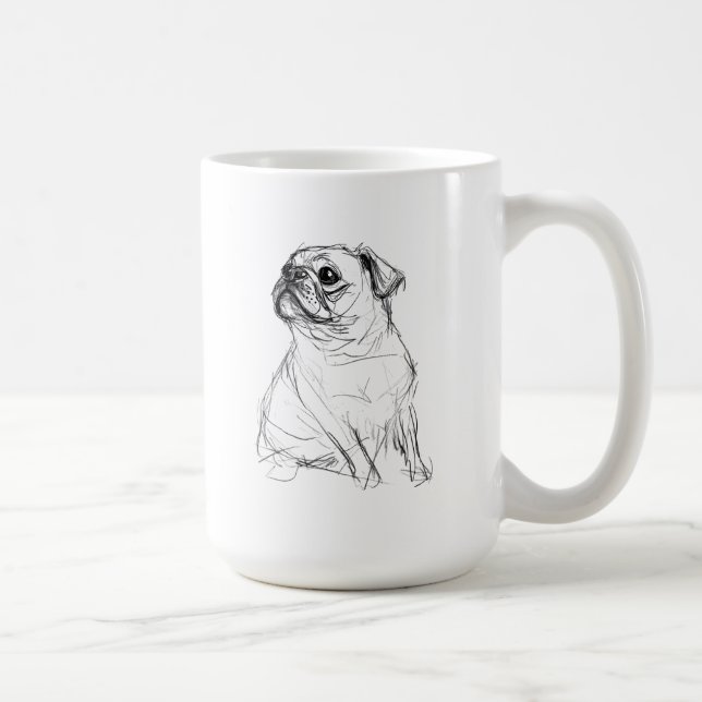 Caneca De Café Design Elegante de Pug Adorável (Direita)