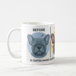 Caneca De Café Design Engraçado de Bulldog Francês Antes e Depois